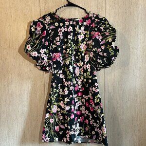 H&M Puff Sleeve Dress size small EUC open back